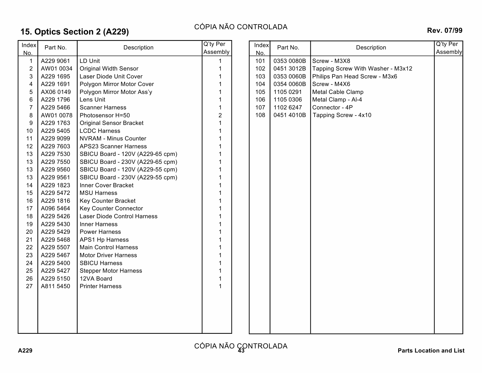 RICOH Aficio 550 650 A229 Parts Catalog-4